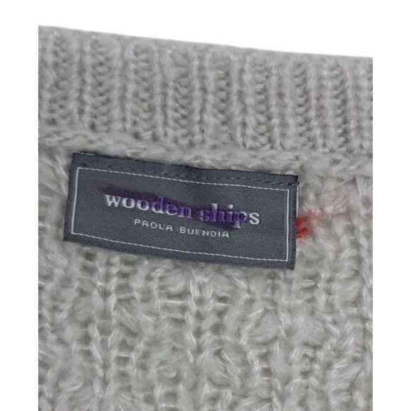 Wooden Ships Sweater Womens Small/Medium Gray Mohair Wool V Neck Classic Cozy - Picture 3 of 12